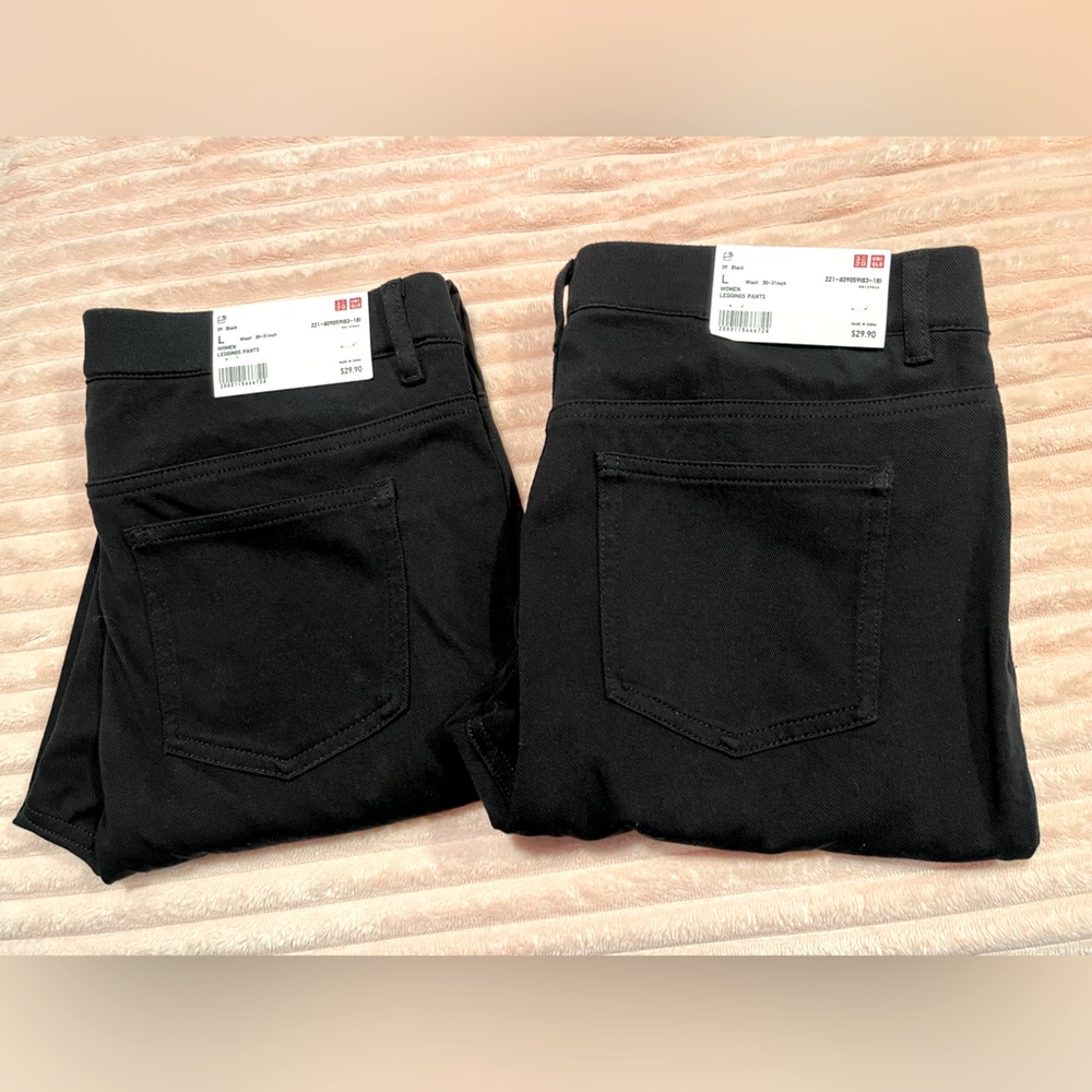 Lot 2x Uniqlo Black Jeggings Leggings Stretch Pants